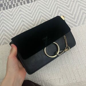 Chloé like Black Leather and Suede Crossbody Bag